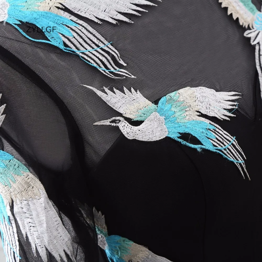 ZYLLGF вечернее платье с длинным рукавом круглым вырезом длинное формальное черное