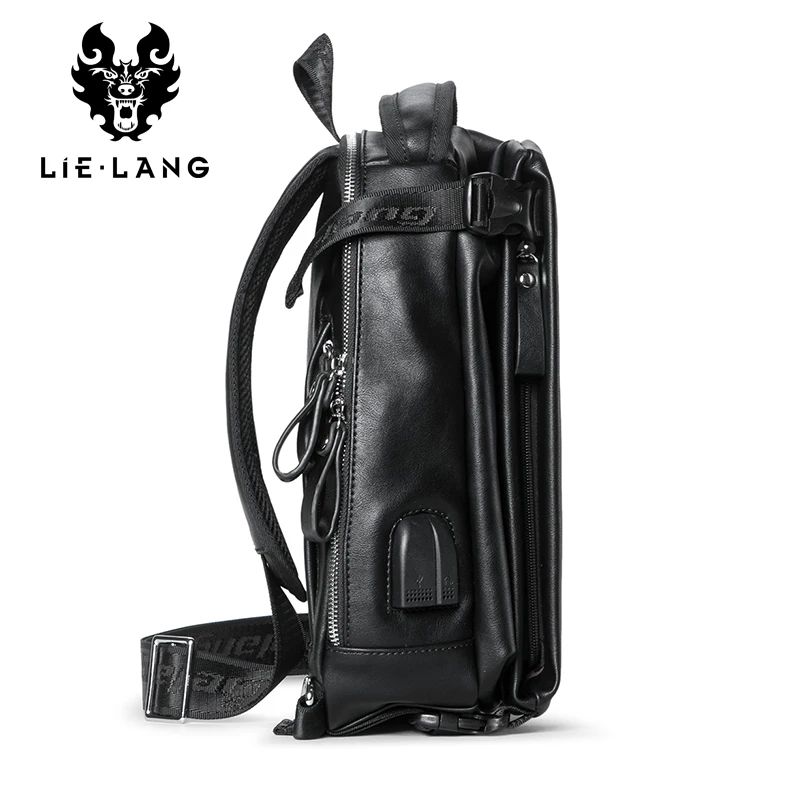 Кожаная нагрудная сумка LIELANG для мужчин мессенджеры через плечо с USB зарядкой