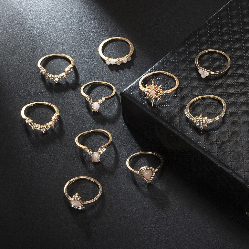 Великолепные женские кольца модные ювелирные изделия Anillos темперамент Звезды Падение белка кольцо 10 шт. Анель набор ювелирных украшений серебряное кольцо