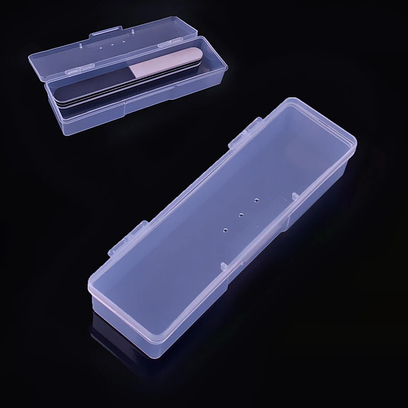 

1pcs Transparent Rectangle Nails Storage Box Buffer File Nail Art Rhinestones Decorations Jewelry Nail Art Equipment Tools Case