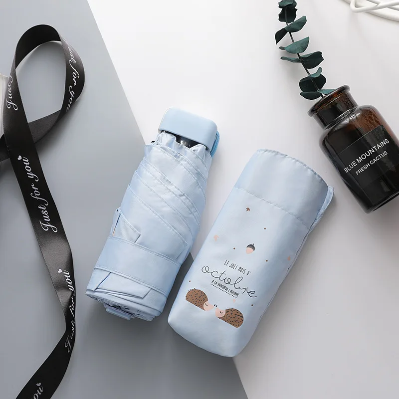 light blue Мини Карманный Детский зонтик, детские маленькие зонты, непромокаемые зонты для мальчиков и девочек, удобные детские зонты для путешествий - Цвет: light blue