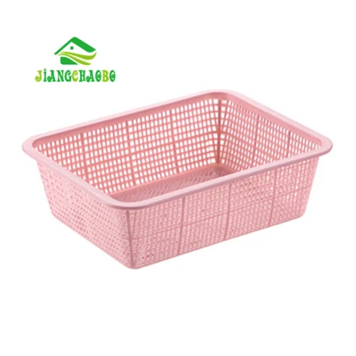 Pink JiangChaoBo прямоугольная пустотелая корзина для слива кухонной раковины, Набор домашних небольших пластиковых корзин для овощей, корзина для мытья - Цвет: Pink