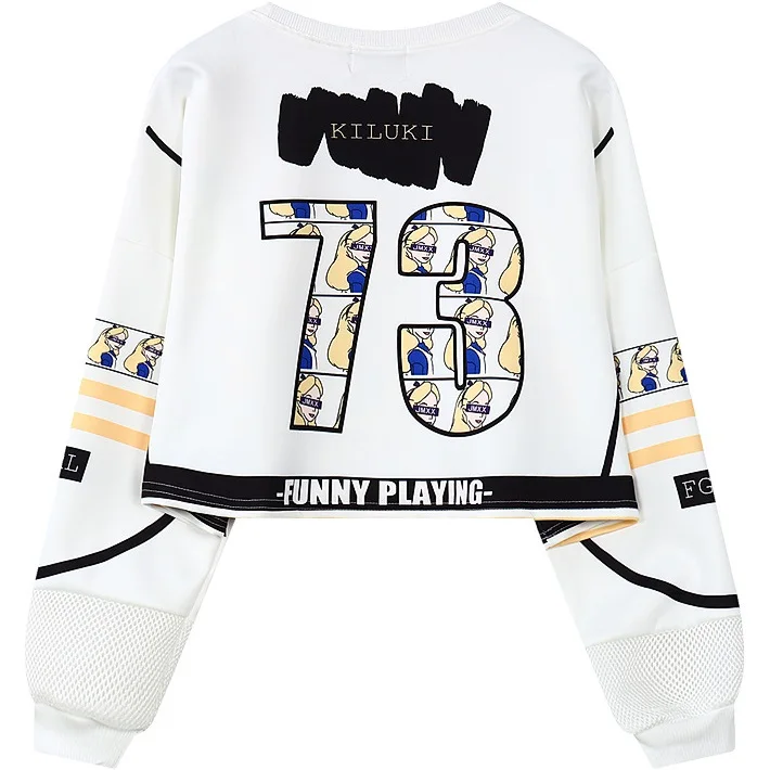 Женский укороченный топ новинка 2018 Харадзюку уличный свитер с принтом Алисы