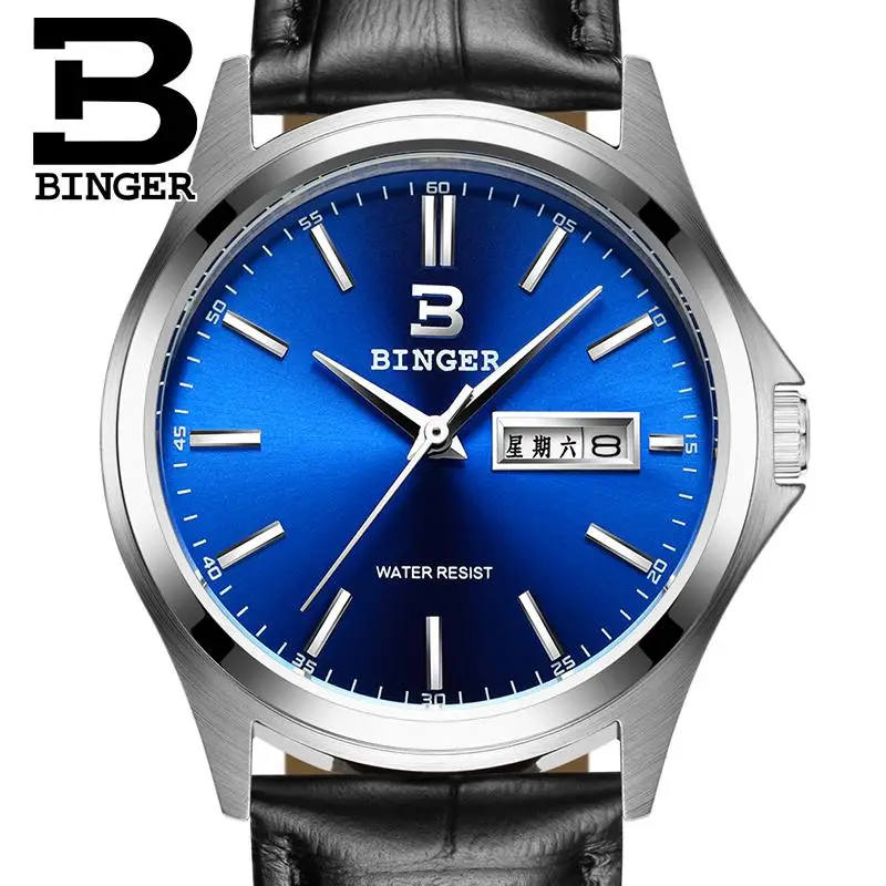 2018 Швейцария Роскошные мужские часы Бингер брендовые Кварцевые полностью
