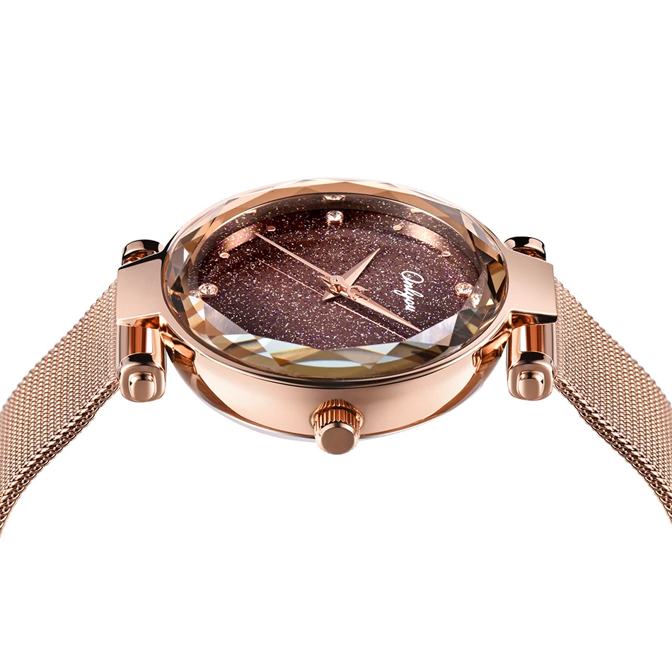 ONLYOU элегантные женские часы лучший бренд класса люкс наручные Rosegold сетка
