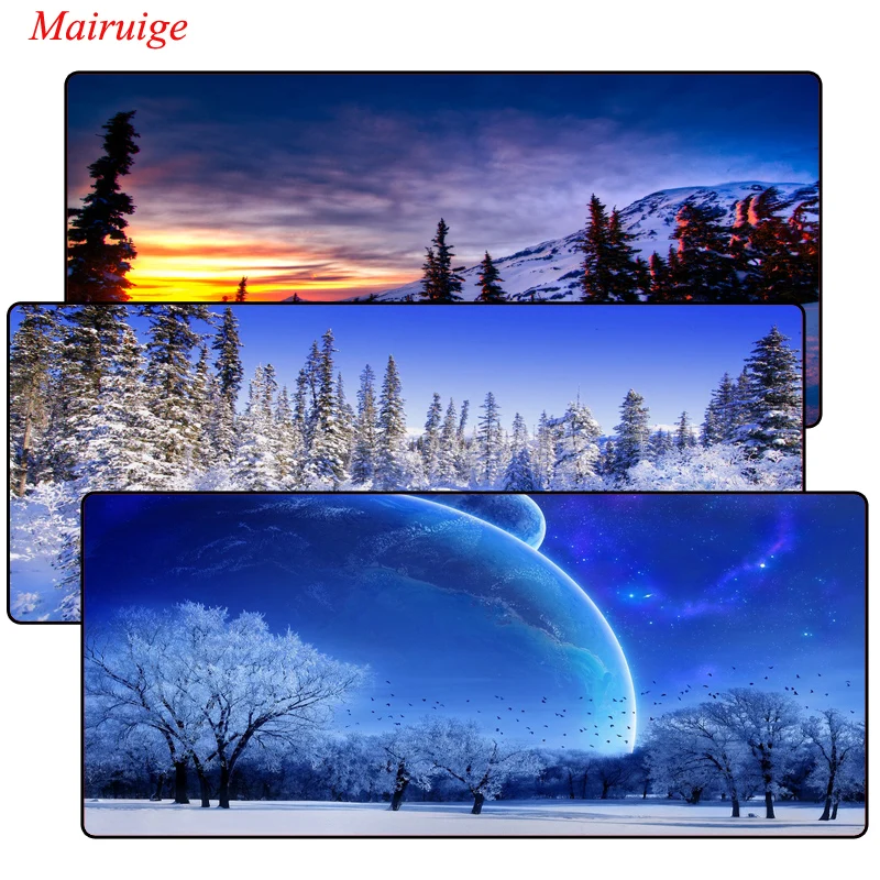 Большой коврик для мыши Mairuige Winter Mountain Противоскользящий из натурального каучука