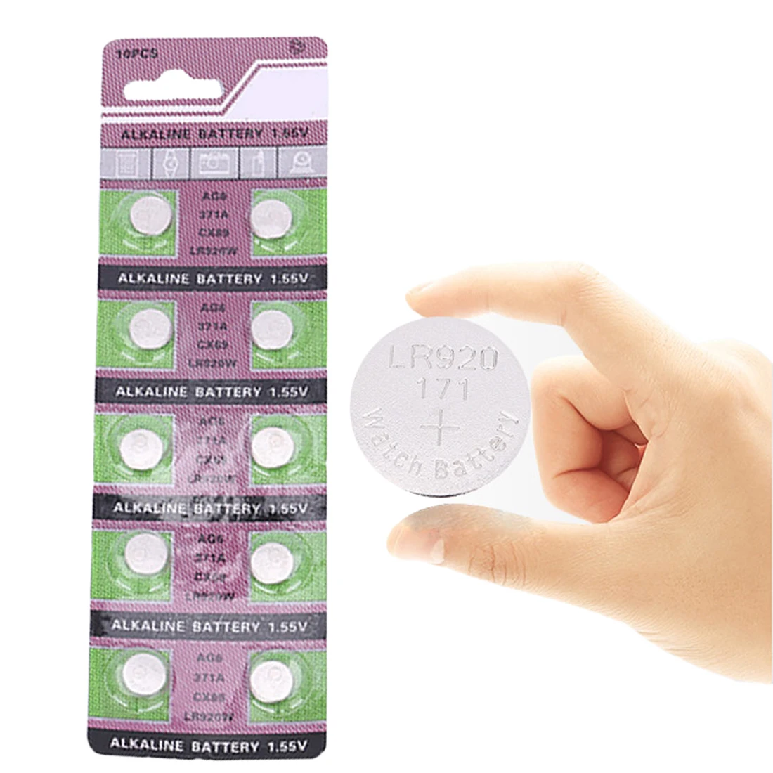 Батарея для часов ag6 371 d371 605 sr920sw sr69 щелочная батарея 10 шт.|button cell battery|cell batteriescoin |