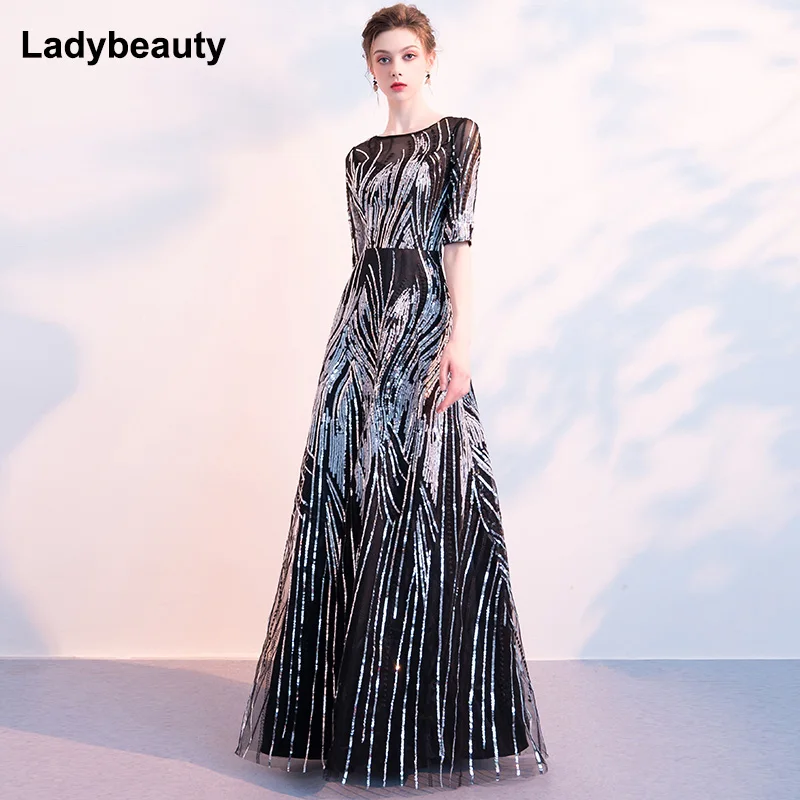Женское вечернее платье с блестками Ladybeauty ТРАПЕЦИЕВИДНОЕ ПЛАТЬЕ для вечеринки