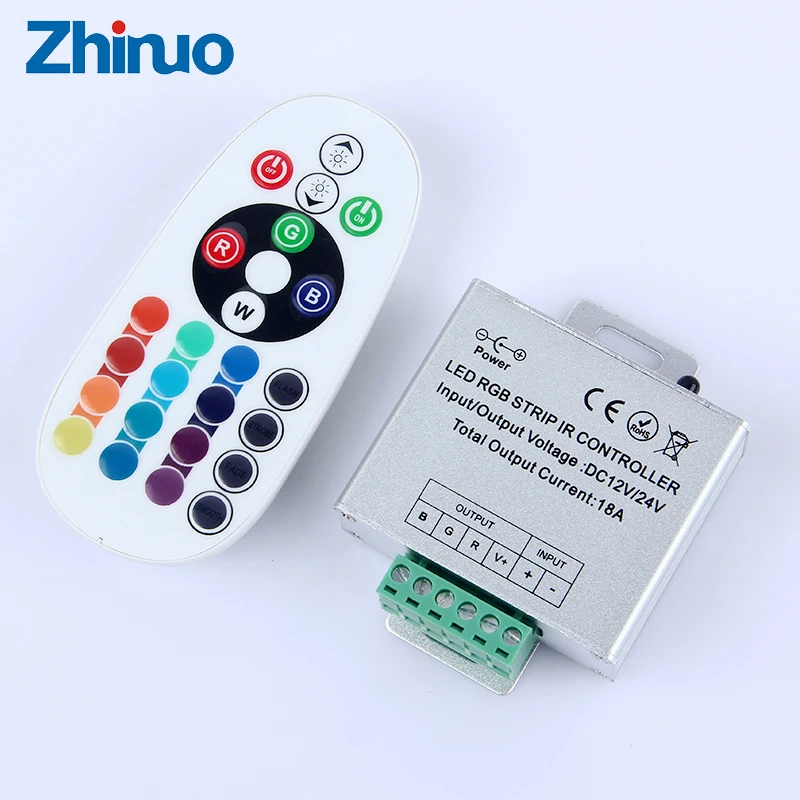 

IR Controller For LED RGB Strip With Remote Control Panel DC12V 24V Connection Wire 18A 36A Neon RGB LED Strips Controllers