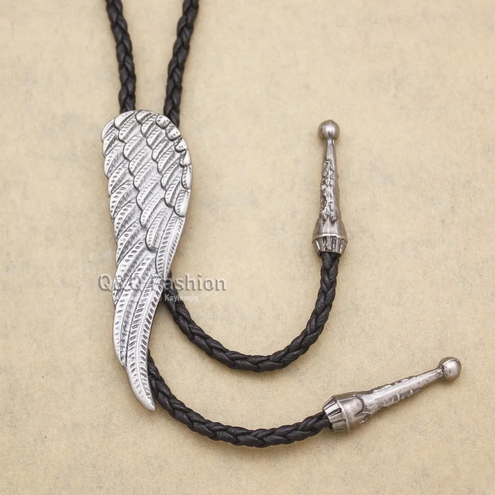 Западная Ретро Посеребренная Крыло ангела-хранителя кожа Rodeo Bolo Bola галстук