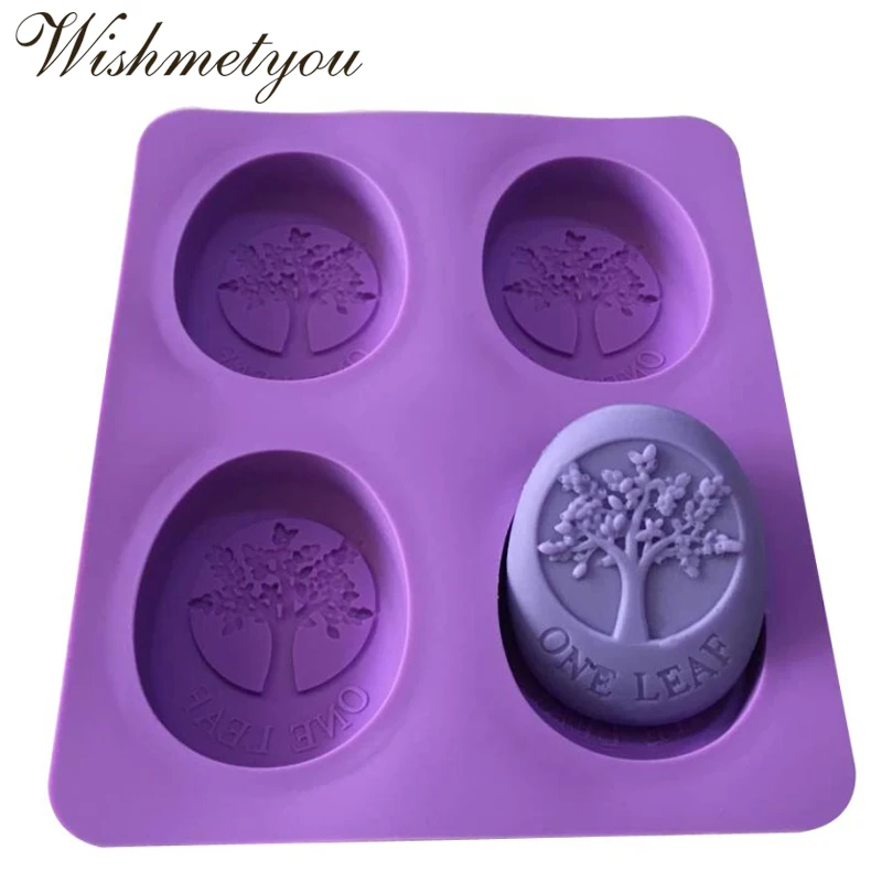 WISHMETYOU 4 отверстия квадратная силиконовая форма для мыла 3D овальная торта