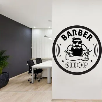 Barber Shop Wall Decal Personalised Vinyl Wall Stickers Hairstyle Man Salon Window Glass Decals Removable Interior Decor S238