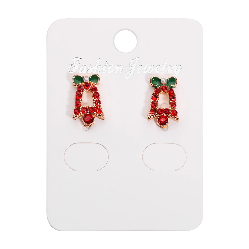New Christmas Color Tree Snowflake Round Stud Earring for Girl Kid Bell Santa Claus Ear Cuff Earrings Festive Gift Jewelry | Украшения и