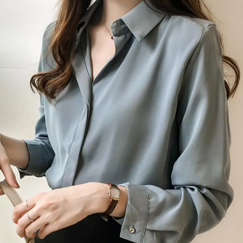 

Women Chiffon Blouse Shirts 2020 Spring Elegant Women's Tops Office Lady Solid Long Sleeve Blouses