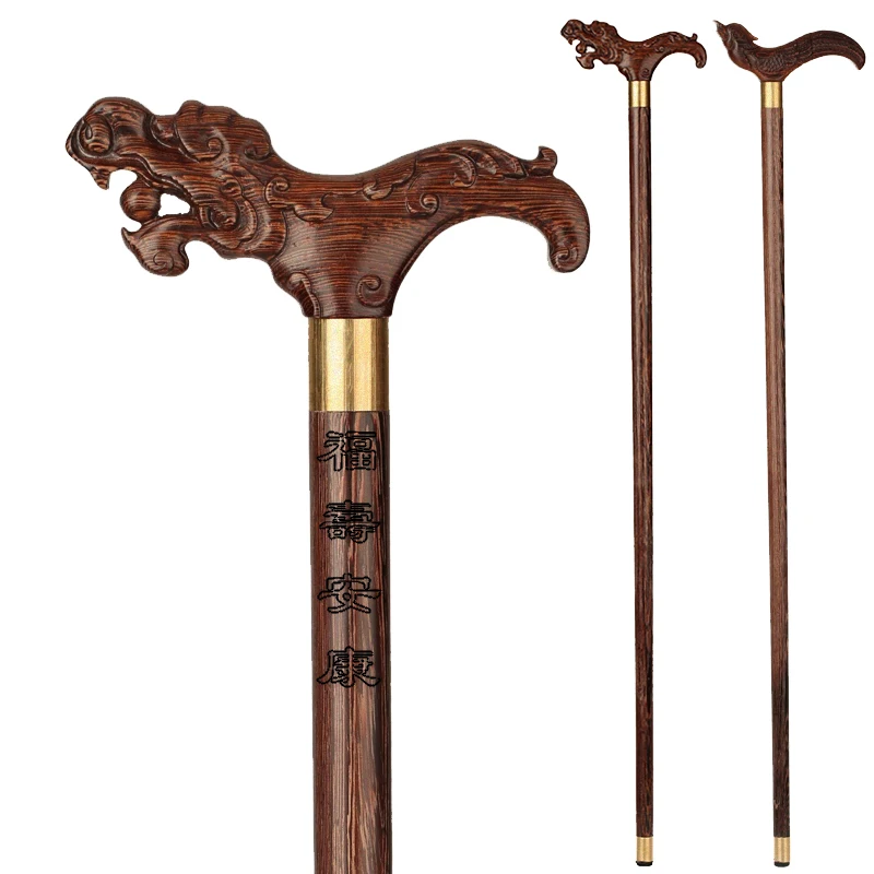 The old wood carved stick TZ vegetarian chicken wings wood rosewood crutches leading the elderly cane Walker