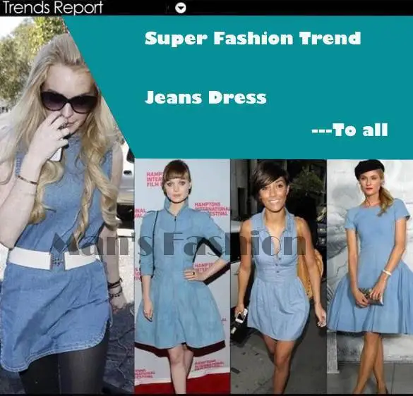 2015 Clothing Women Fashion Denim Short Sleeve Casual Jeans Dress Ladies Blouses Tops Plus Size B11 SV004360# | Женская одежда