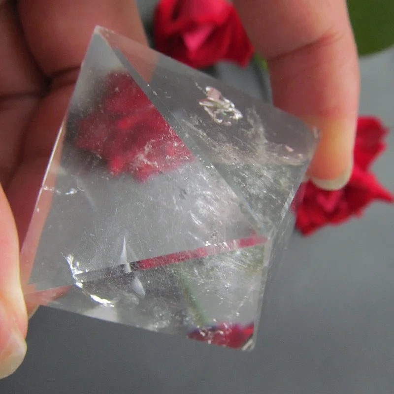 40*40mm Transparent Natural Clear Quartz Crystal pyramid Points Single Terminated Wand Polished Reiki Healing Specimen | Дом и сад