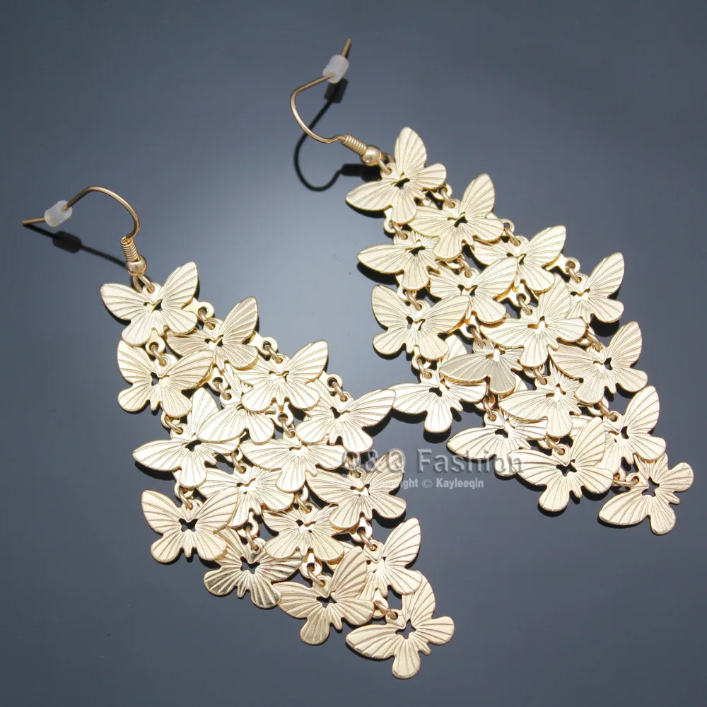 Новые этнические золотые серьги-подвески в виде бабочек и насекомых | Украшения
