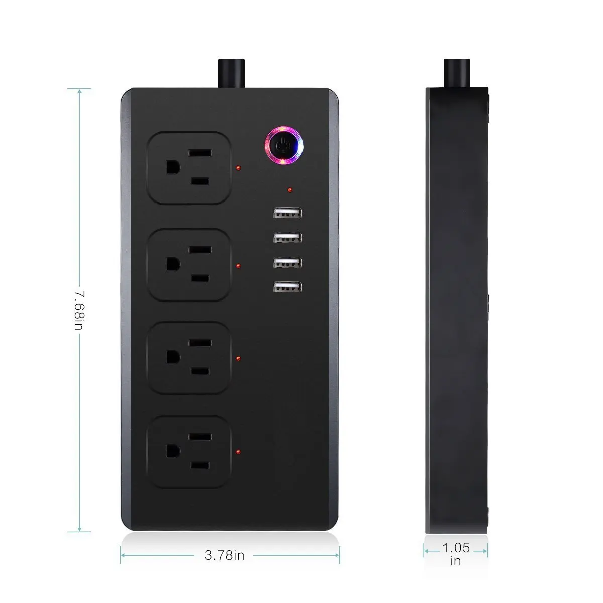 Black Смарт Wi-Fi сетевой фильтр 4 розетки США розетка с usb зарядными портами Homekit работает с Alexa Echo, Google Home - Цвет: Black