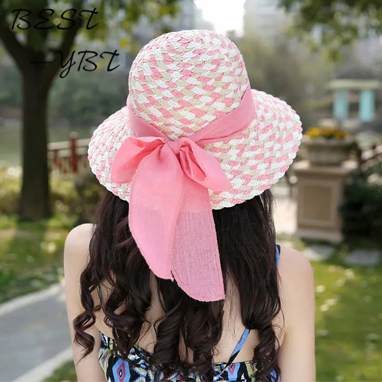 Ms. Летняя новая соломенная шляпа от солнца пляжный отдых вдоль бассейна большая в