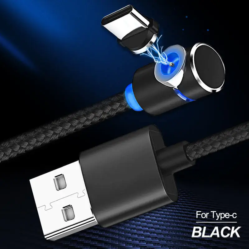 Black For Type C 1 м/2 м Магнитный кабель Micro usb type C зарядное устройство для iPhone XS X XR 8 7 6s 6 samsung S9 8 Магнит Android телефон Быстрая зарядка кабель - Цвет: Black For Type C