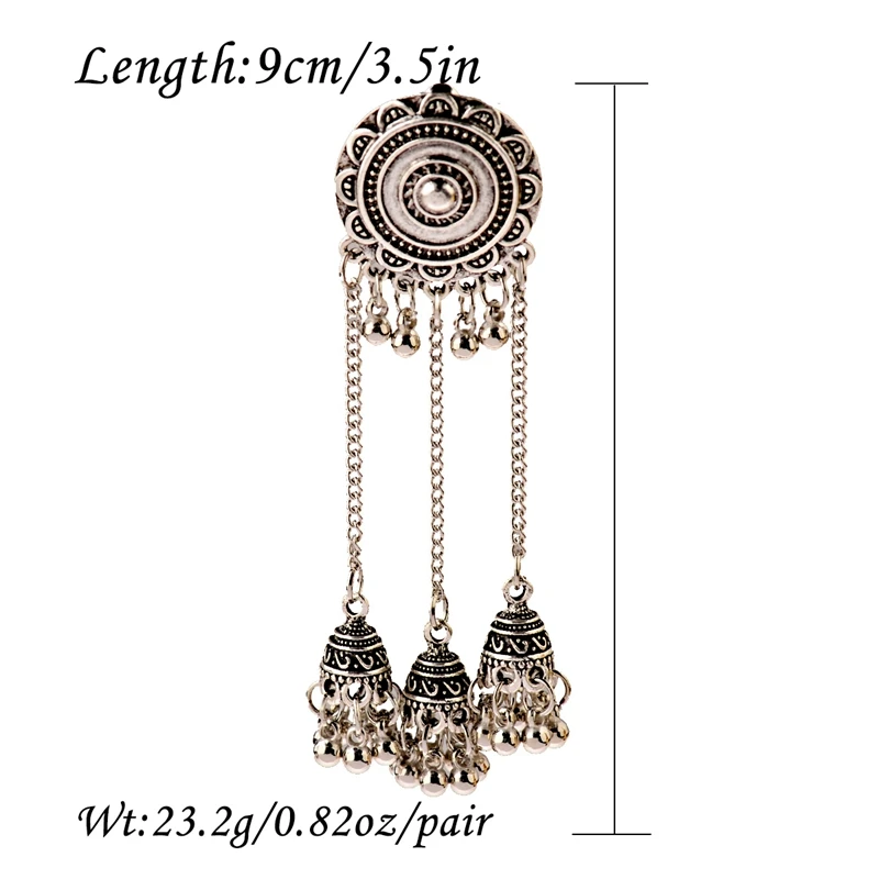 OIQUEI индийские серьги Jhumka ювелирные изделия для женщин Бохо этнические винтажные круглые резные Большие колокольчики длинные висячие серьги с кисточкой