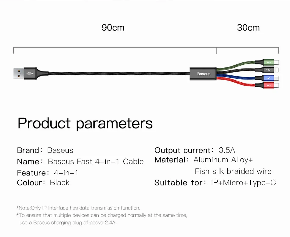 4 в 1 мульти usb кабель для зарядки для iPhone 8 samsung huawei xiaomi usb кабель для зарядного устройства для apple светильник с разъемом микро usb type c кабель