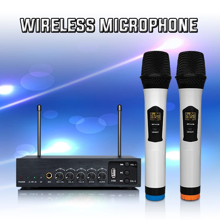 Золотой качественный UHF двойной ручной эхо беспроводной микрофон S 102 с