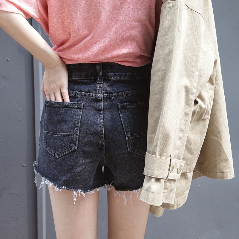 2019 Для женщин новый проблемный промытый Джинсовые шорты модные сырой Обрезной