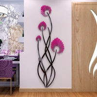 creative flower 3d mirror wall stickers porch tv background acrylic corridor self adhesive decoration