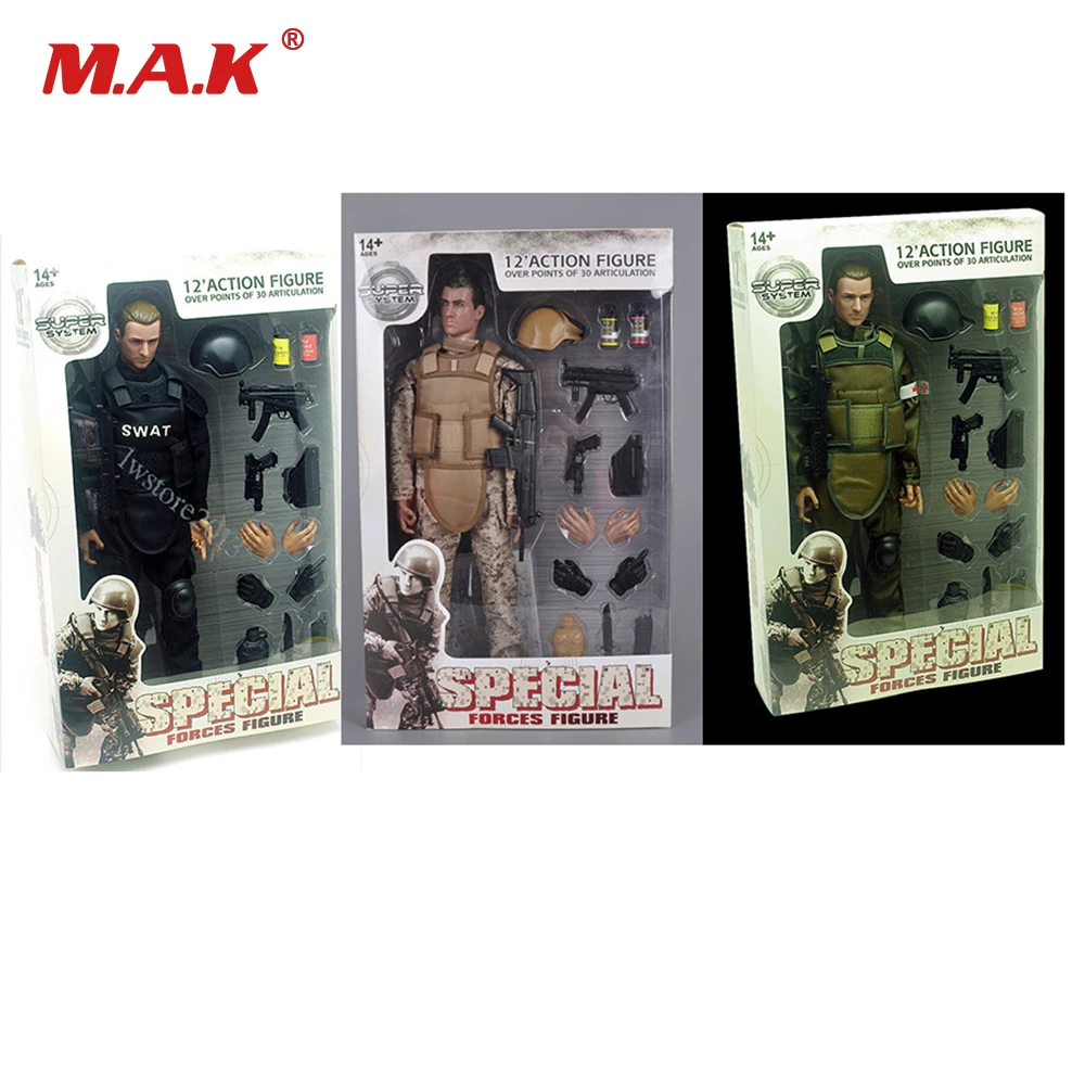 

1/6 весы подвижный 3 стиля 12 "SWAT Черная форма военные армейские боевые игрушки солдат набор фигурку модель игрушки