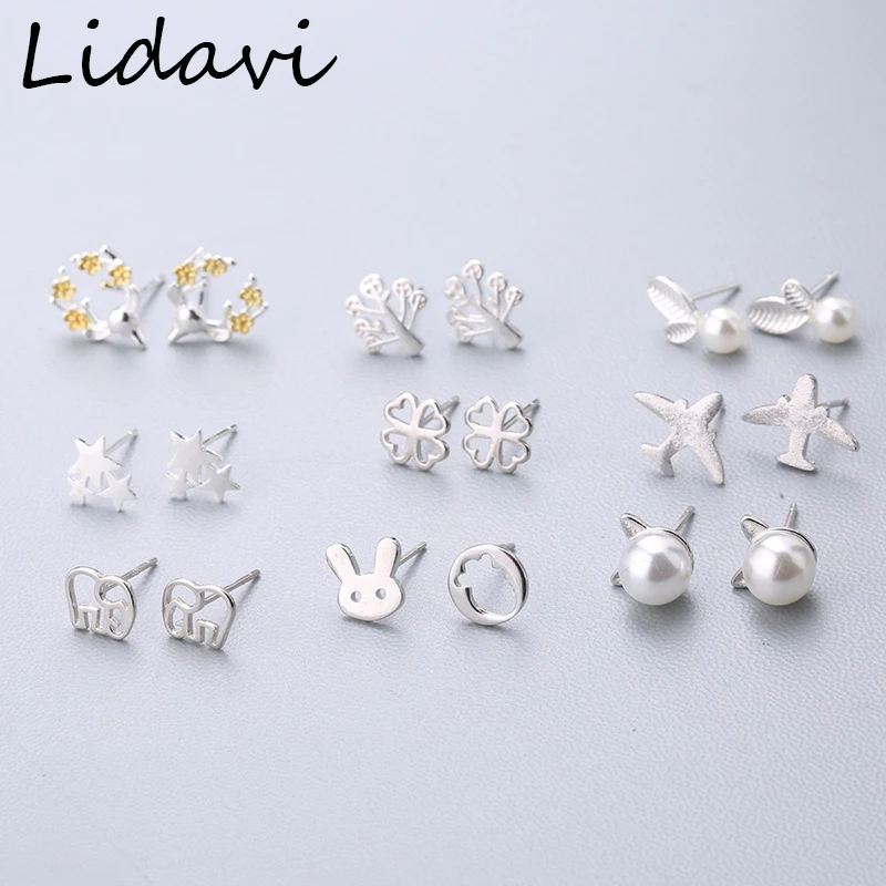 Lidavi 925 пробы серебряные серьги-гвоздики милые животные не вызывают аллергии