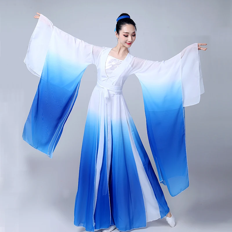 classical Women's Costumes Elegant Chinese Style Wide Sleeve Flow Fairy Dresses Fresh And Umbrella Dance Dress | Тематическая