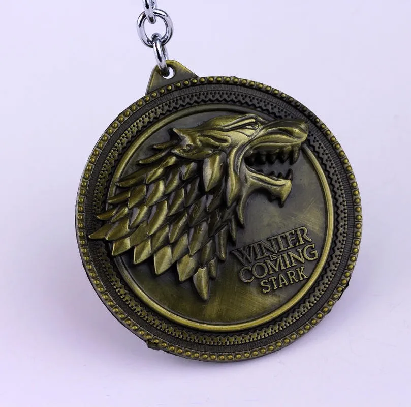 Игра престолов Shield Keychain Волчья Голова Логотип дом Старков Высокое качество макси брелок Для мужчин автомобильные аксессуары Волчья Голова брелоки