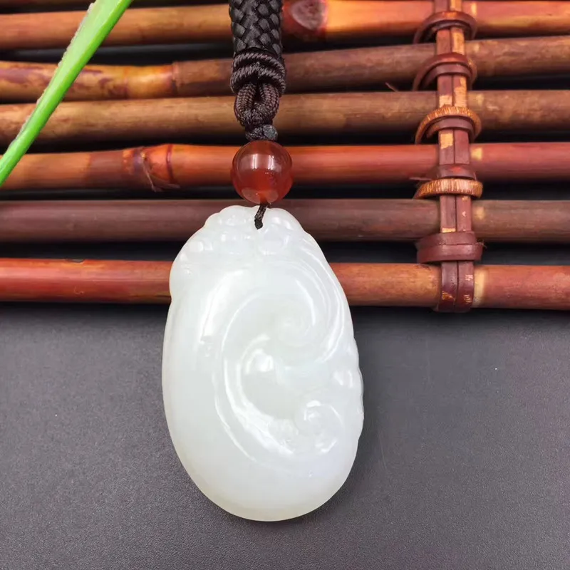 Natural Xinjiang Hetian jade white wishful pendant 25 * 40mm with certificate | Украшения и аксессуары