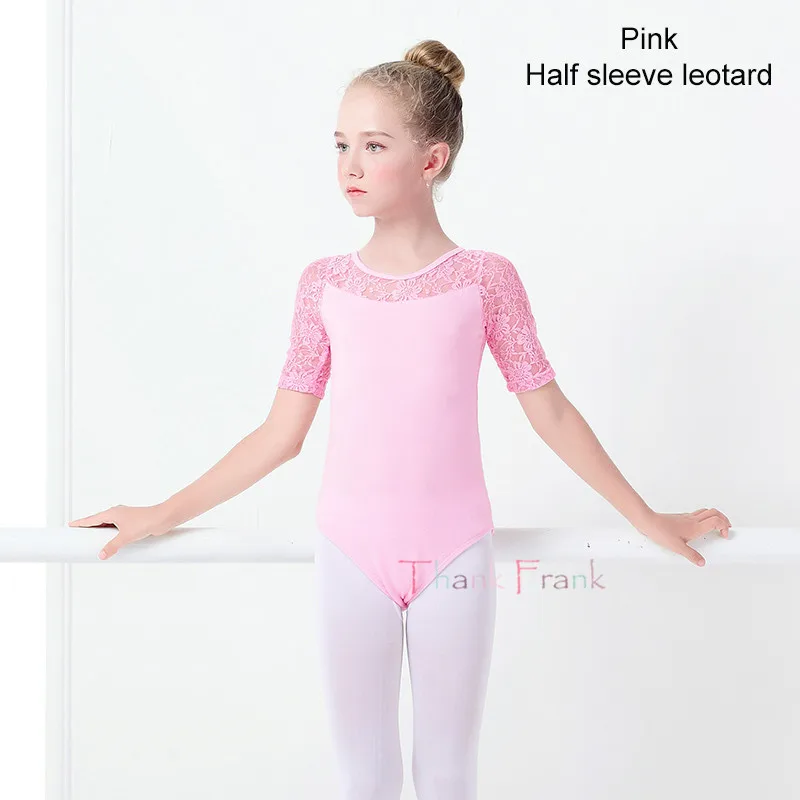 Pink half sleeve Гимнастический трико для девочек, балерина Фея, костюм для маленьких девочек, трико гимнастическое для балетов, Детская Одежда для танцев, TF1026 - Цвет: Pink half sleeve