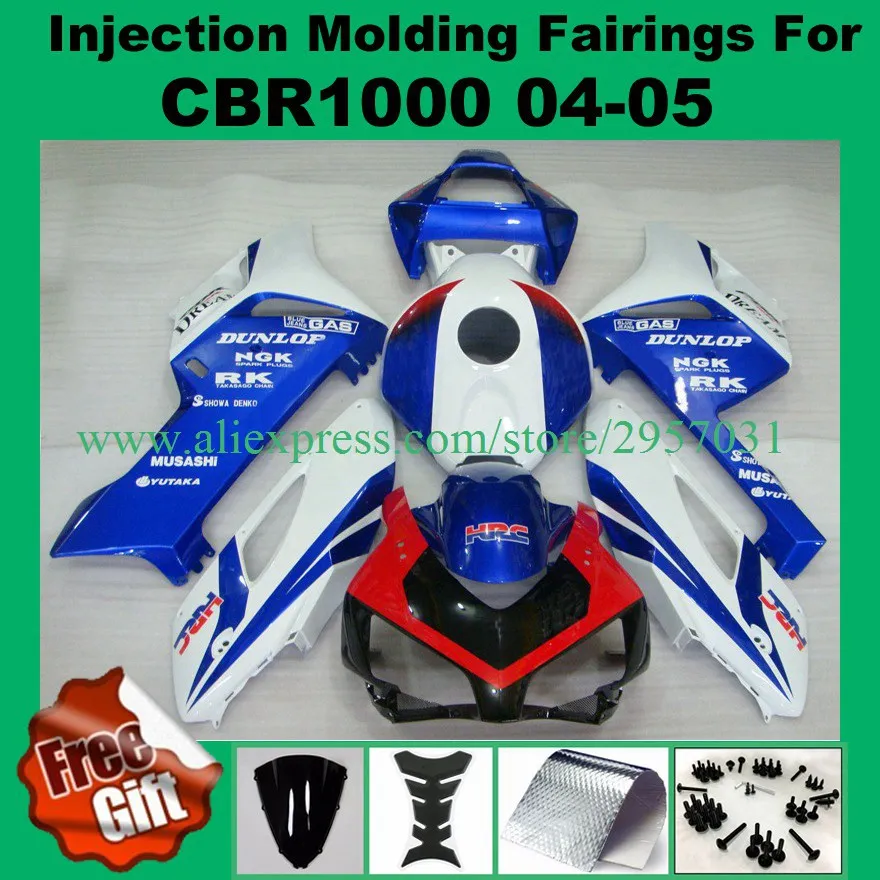 

Free screws+gifts Injection For HONDA CBR 1000RR 04 05 CBR1000 RR 04-05 1000 RR White Blue Red S3256 CBR1000RR 2004 2005 Fairing