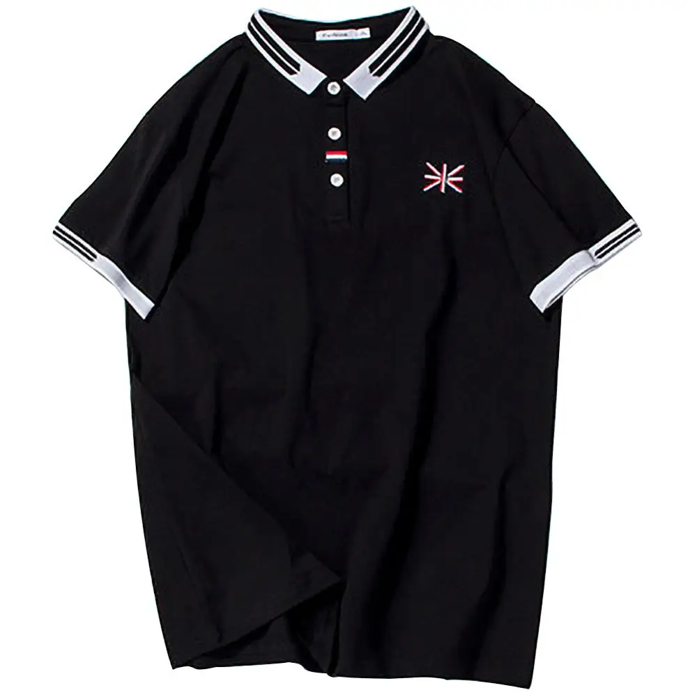 2019 рубашка поло мужская мода Юнион Джек вышивка короткий рукав футболки хлопок