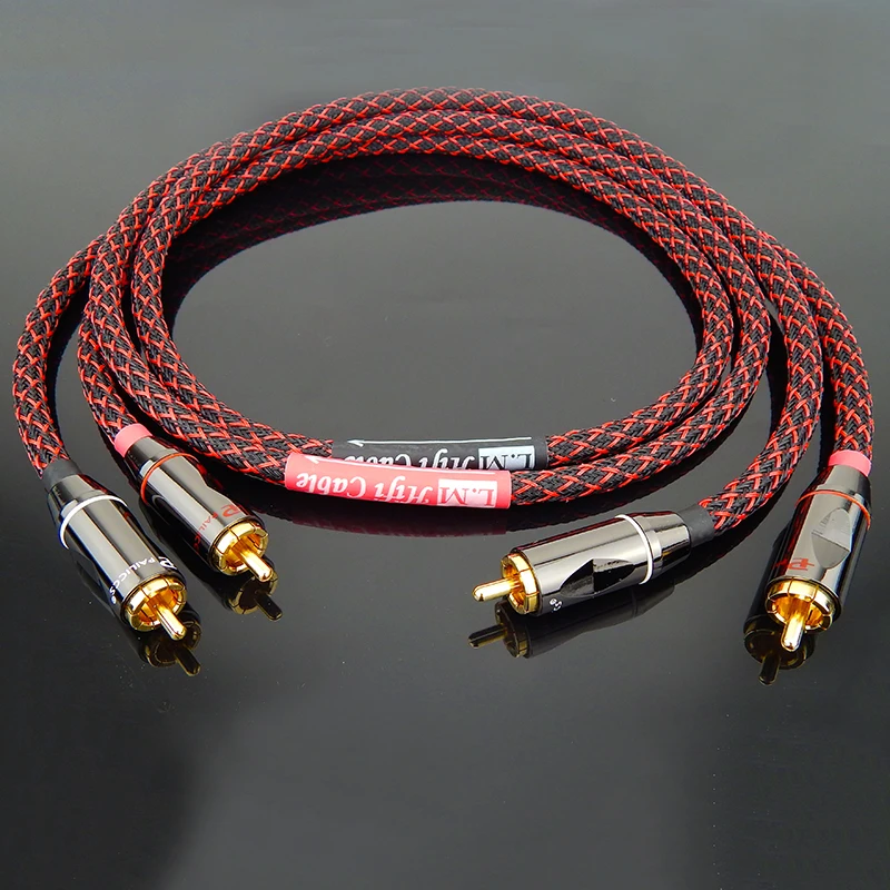 Hi-end кабель усилителя RCA провод 4N OFC позолоченный на чистой меди 2RCA штекер-штекер