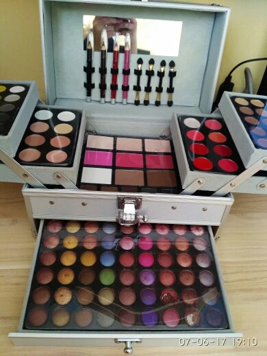 Miss Rose, профессиональный набор для макияжа, коробка для макияжа, блеск, отблеск, матовые тени для век, пудра, палитра, блеск для губ, румяна, кисть, инструменты для макияжа