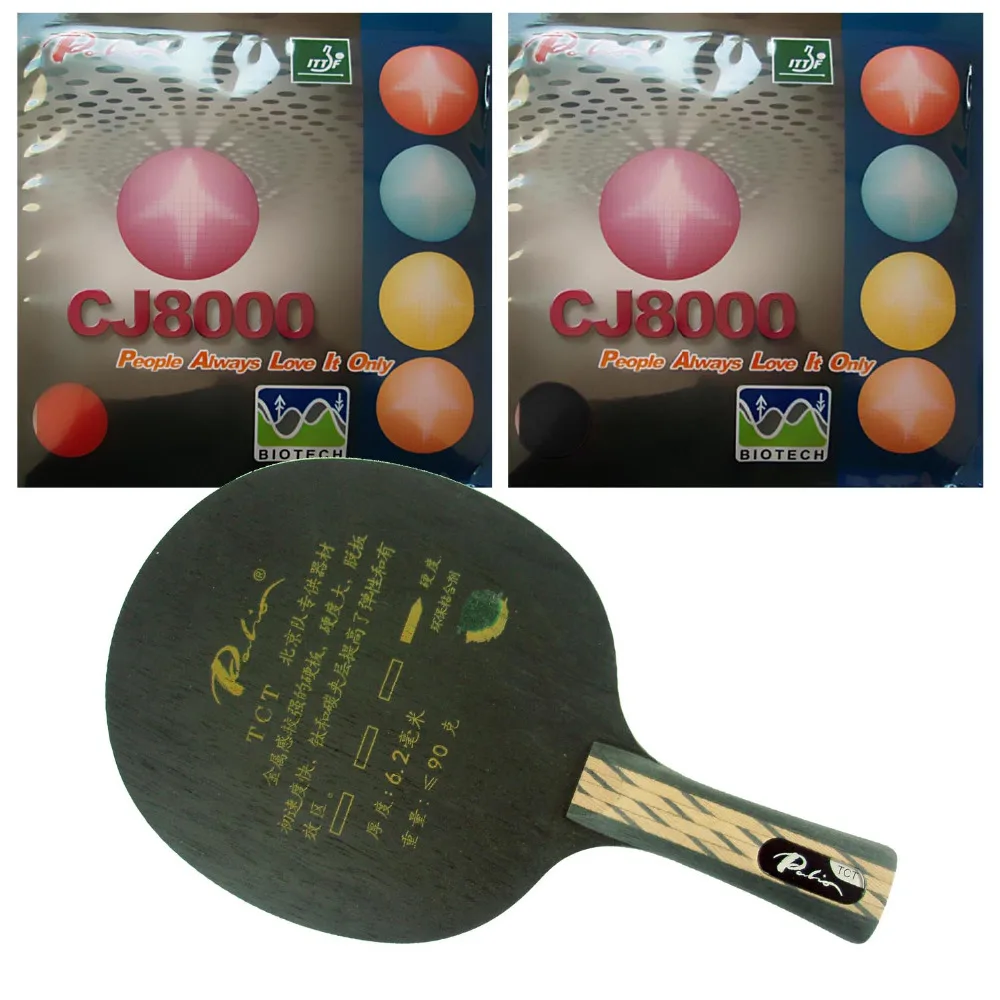 Pro Настольный теннис (пинг понг) Combo ракетки: Palio TCT лезвие с 2x Палио CJ8000 (BIOTECH) 36 38