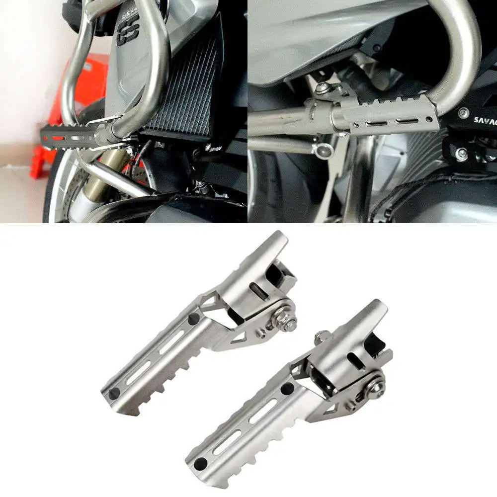 

Silver Motorcycle Highway Front Foot Pegs Pedal Footrests For BMW R1200GS LC 2013-2017 for Clamps to 25mm diameter tube