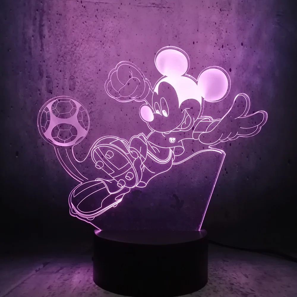 Светодиодные лампы 3D led ночник Микки игра Футбол Подарок на день рождения стол