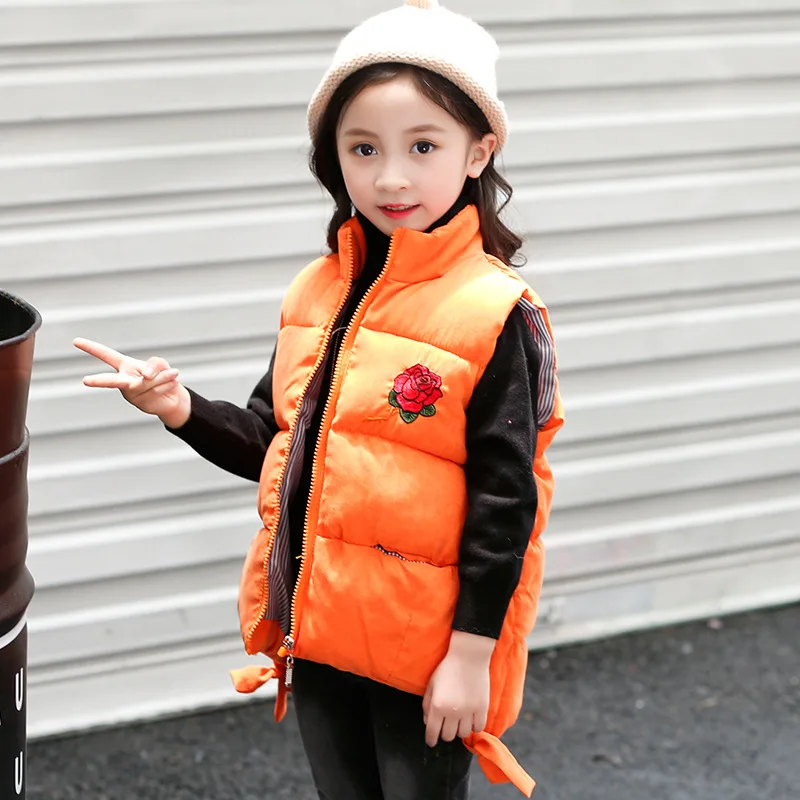 Детский жилет 2018 детская одежда с капюшоном куртка цветочной вышивкой зимнее