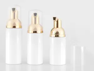 10 шт.лот пустой 30 мл60 мл косметический очищающий крем для лица пластиковый Пэт Белый жидкое мыло Пена бутылка с золотой пеной насос