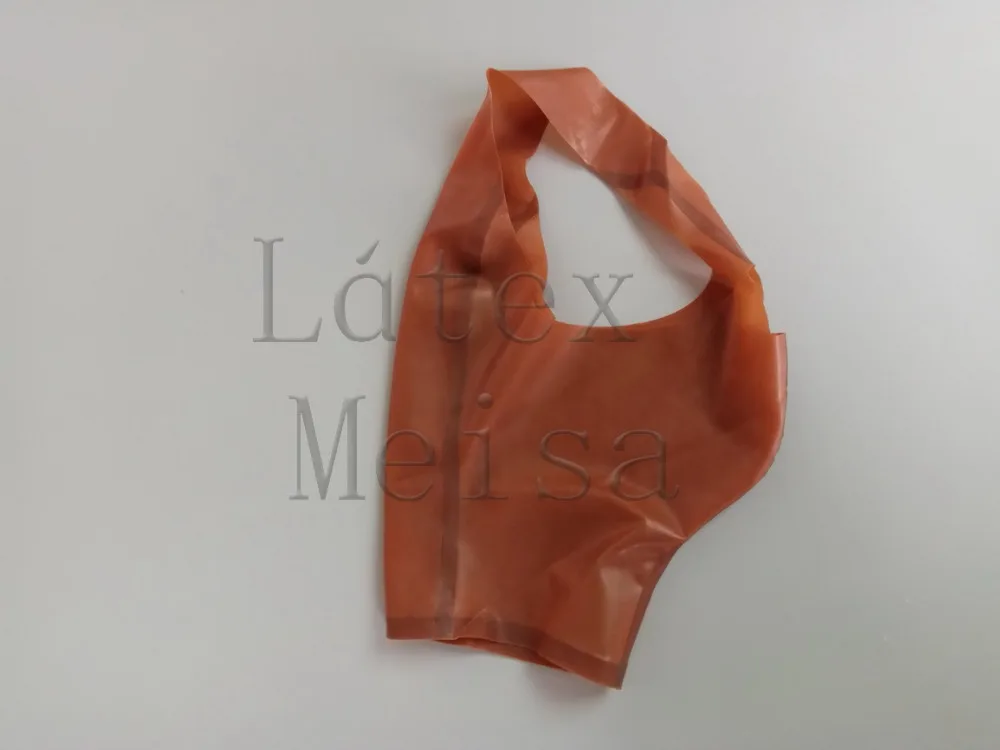 Прозрачные коричневые латексные капюшоны Zentai открытый лоб нос и рот без молнии