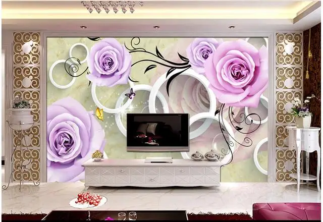 

Photo wallpaper 3D Pink Rose mural living room sofa TV bathroom background wall bedroom wedding room corridor wallpaper mural