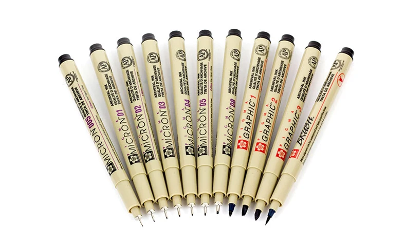 SAKURA Pigma Micron иглы водонепроницаемые тонкие линии Черный Эскиз маркер ручка для дизайна кисть манга рисунок манга товары для рукоделия