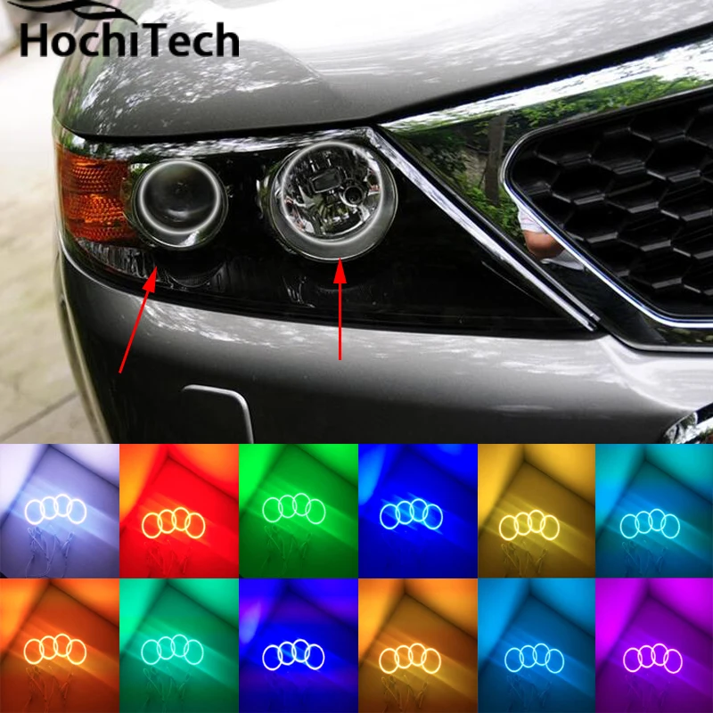 Для Kia Sorento R 2009 2010 2011 2012 RGB светодиодный фар колец halo ангел демон глаза с пульта
