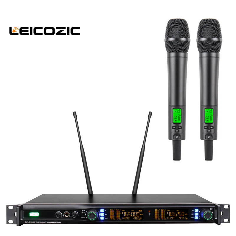 740-789Mhz Leicozic Профессиональный цифровой беспроводной микрофон ручной микрофон 512-588 МГц/740-789 MHz Настоящее разнообразие Беспроводной этап микрофон - Цвет: 740-789Mhz